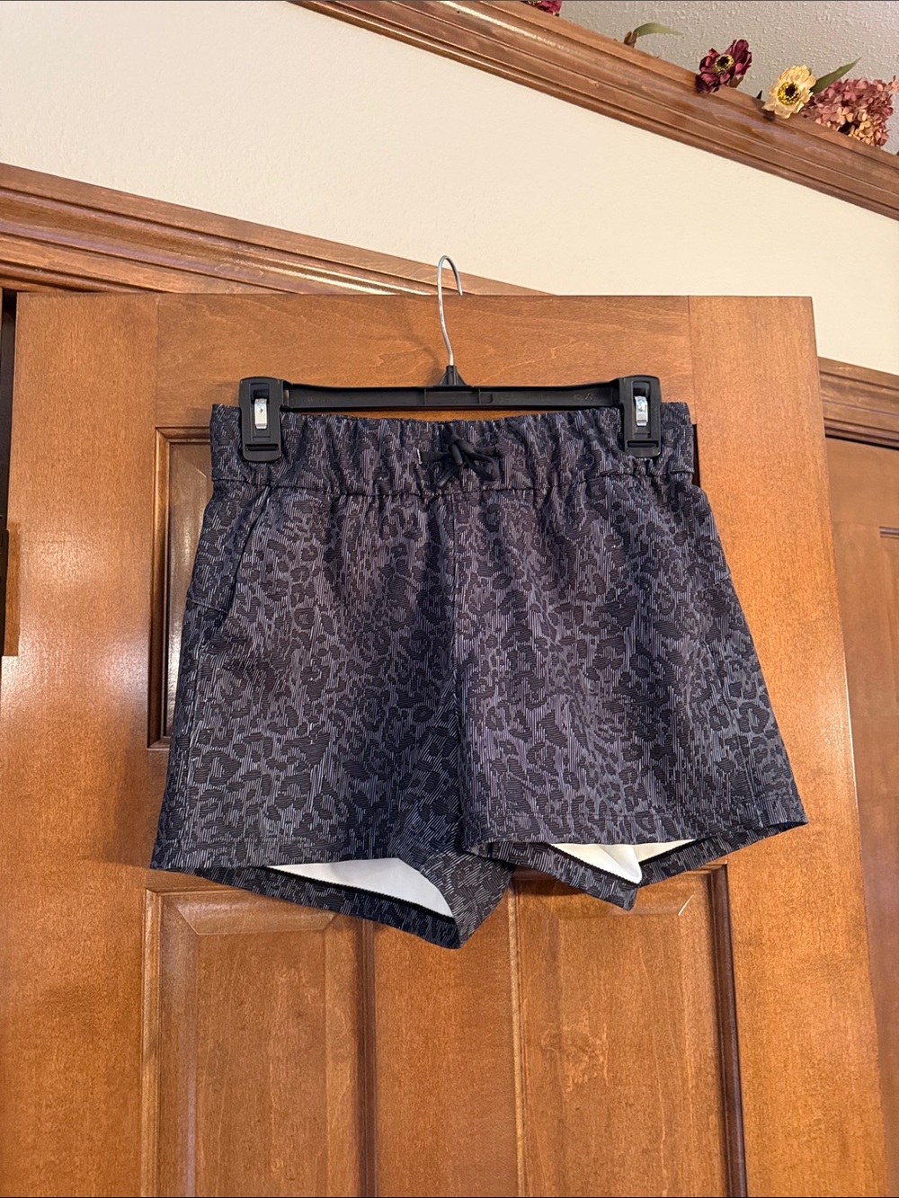 Women's Black Leopard-Print Athletic Shorts